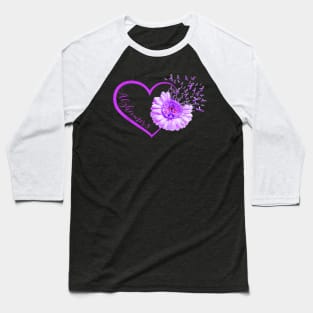 Funny Heart Alzheimers Awareness Purple Ribbon Gift Baseball T-Shirt